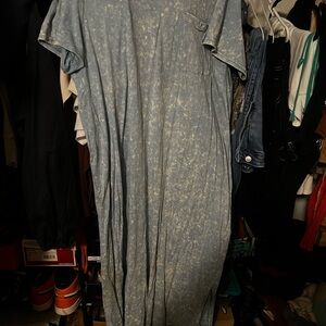 Casual Blue Tie-Dye Maxi Dress